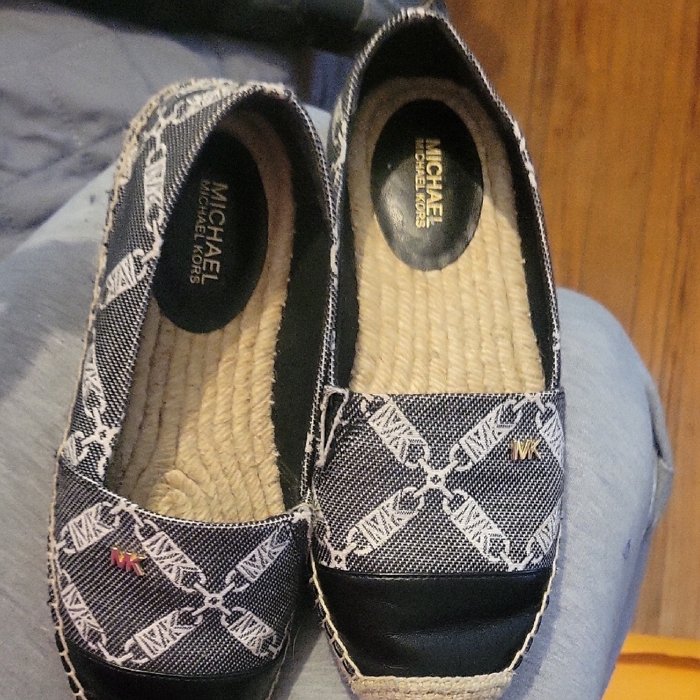 Michael Kors Black Espadrille Flats with Bow Detail